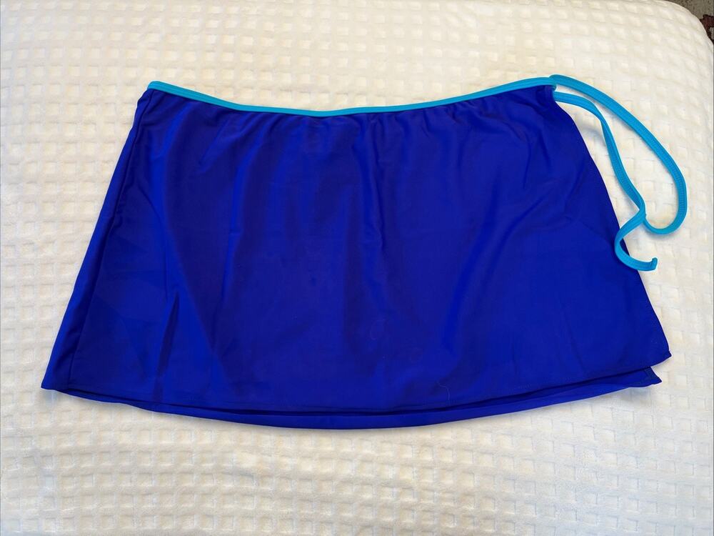 Vintage Y2 K Xhilaration Wrap Swim Skirt Blue Size L XL Cover Up Beach Vacation